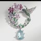Crystal Hummingbird & Floral Wreath Brooch - Queens Closet by Neha - Image 1