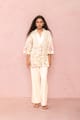 Multicolor Floral Placement Cream Cotton Dobby Shirt - LABEL NAARITI - Image 1