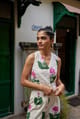 White/Pink Floral Handloom Cotton Waistcoat - JODI - Image 1