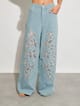 Washed Blue High-Waist Wide-Leg Cutwork Denim Jeans - SISTER JANE - Image 1
