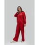Red Cotton Terry Wide-Leg Lounge Trackpants - Necesera - Image 1