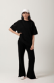 Black Cotton Terry Short Sleeve Sweatshirt - Necesera - Image 1