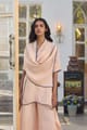 Peach Linen Cape with Contrast Edge Trim - YELL - Image 1