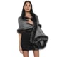 Black Herringbone Stole with Faux Fur Trim - Rhe-Ana - Image 1