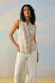 Champagne/Ivory Embroidered Wrap Waistcoat - Dash and Dot - Image 1