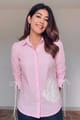 Pink and White Pinstripe Shirt with Floral Appliqué - Design By Queen Bee - Image 1