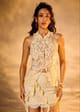 Santorini Lace Mandarin Collar Top - Lea Clothing - Image 1