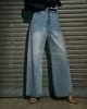 Blue Crystal Embellished Wide-Leg Jeans - The clothing factory - Image 1