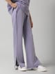 Lilac Cotton Terry Wide-Leg Trackpants with Side Slits - Necesera - Image 1