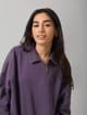 Plum Cotton Terry Diagonal Zip-Neck Polo Sweatshirt - Necesera - Image 1