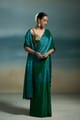 Oorja Handloom Tissue Green & Blue Sarees - Dressfolk - Image 1