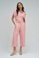 Medium Pink Light Denim Button-Front Belted Jumpsuit - SALSA JEANS - Image 1
