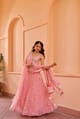 Pink Organza Embroidered Lehenga Set with Dupatta - NARAYANI VASTRA - Image 1