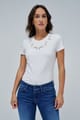 Pearl White Slim Fit Embroidered Round Neck T-Shirt - SALSA JEANS - Image 1