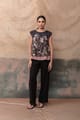 Black Floral Layered Hem A-Line Tunic Top - LABEL NAARITI - Image 1