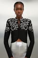 Black Cropped Crystal-Embellished Zip Jacket - KAREN MILLEN - Image 1