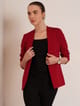 Red Tailored Open-Front Jacket with Hook Closure - Fable Street - Image 1
