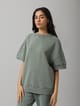 Green Acid Wash Short Sleeve Crew Neck Sweatshirt - Necesera - Image 1