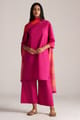 Fuchsia Straight Kurta and Wide-Leg Pants Set with Dupatta - Ganga Fashions Pvt Ltd - Image 1