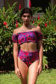 Oriental Poppy Ruched Off Shoulder Bikini Top - IZSI - Image 1