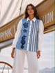 Blue Colorblocked Cotton Shirt with Striped Panel - The Pink Lion - Image 1