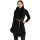Black Wool Stole with Faux-Fur Trim - Rhe-Ana - Image 1