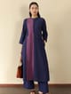 Linen Blend Trousers - Navy Blue - Pink Fort - Image 1
