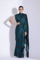 Teal Pre-Stitched Collar-Pallu Saree Set with Belt - STUDIO SURBHI - Image 1