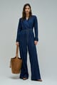 Dark Wash Wrap V-Neck Wide-Leg Jumpsuit - SALSA JEANS - Image 1