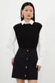 Black A-Line Mini Skirt with Hardware Front Closure - KAREN MILLEN - Image 1