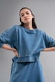 Blue Denim-Wash Ruched Back Cotton Terry Sweatshirt - Necesera - Image 1