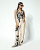 Black and Beige Abstract Print Button-Front Waistcoat - Missy Co. - Image 1
