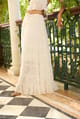 White Tiered Gathered Maxi Skirt with Drawstring Waist - The clothing factory - Image 1