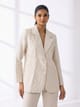 Natural Tonal Embroidered Cotton Blazer - AYRISS - Image 1