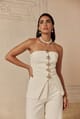 Ivory Strapless Longline Waistcoat with Statement Buttons - Sage by Mala - Image 1