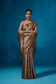 Gold and Silver Striped Metallic Tissue Saree - Dressfolk - Image 1