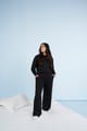 Black Bamboo Terry Open-Back Cropped Sweatshirt - Necesera - Image 1