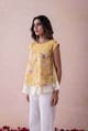 Yellow Floral Printed Sleeveless A-Line Top - LABEL NAARITI - Image 1