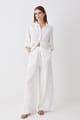 White Cotton Wide-Leg Drawstring Trousers - KAREN MILLEN - Image 1