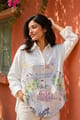 White Scenic Print Relaxed-Fit Shirt - Design By Queen Bee - Image 1
