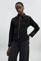 Black Studded Zip-Up Collared Jacket - KAREN MILLEN - Image 1