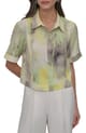 Pastel Abstract Print Boxy Short Sleeve Button-Up Shirt - DKNY - Image 1