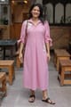 Pink Striped Shirt Midi Dress with Floral Appliqué - Design By Queen Bee - Image 1