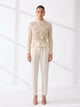 Ivory 3D Floral Applique High-Neck Peplum Top - Pleats by Aruni - Image 1
