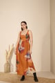 Audrey Dress in Mystic Lagoon Print Rust color
