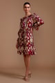 Off the Shoulder Ivana Dress Burgundy/Gold color