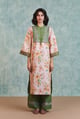Flora Co-Linen Embroidered Multi-Panelled Kurta Set - Saphed - Image 1
