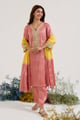 Red Lotus Dupatta Yellow color