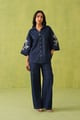 Noor Denim Embroidered Coord Set Blue color