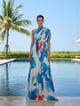 Skyla Printed One Shoulder Maxi Dress Multicolor color
